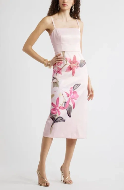 Chelsea28 Square Neck Column Cocktail Dress In Pink
