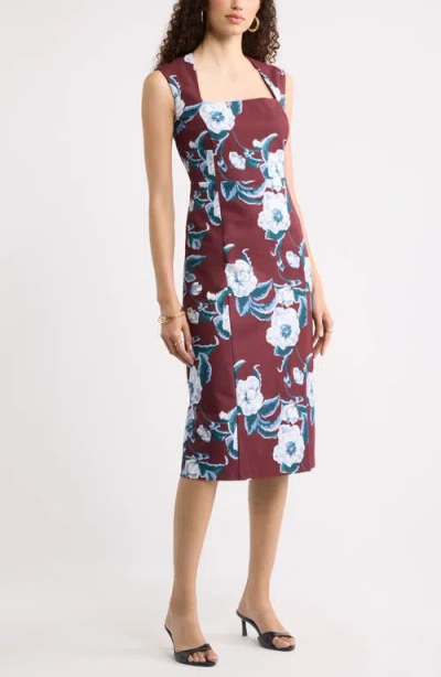 Chelsea28 Square Neck Midi Dress In Multi