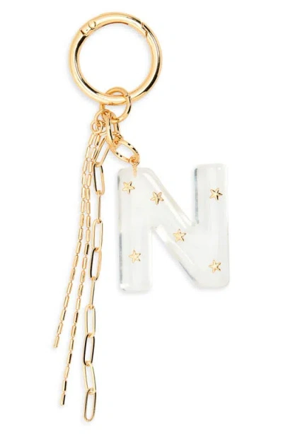 Chelsea28 Star Studded Initial Bag Charm In N- Clear- Gold