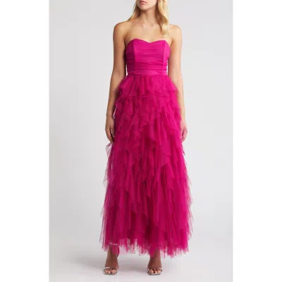 Chelsea28 Strapless Tulle Dress In Pink Plumier