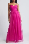 CHELSEA28 STRAPLESS TULLE GOWN