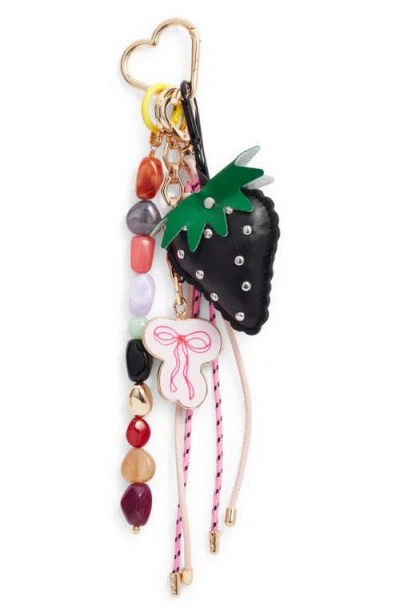 Chelsea28 Strawberry & Bow Beaded Faux Leather Bag Charm In Multi