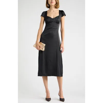 Chelsea28 Sweetheart Neck Satin Dress In Black