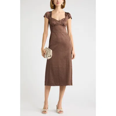 Chelsea28 Sweetheart Neck Satin Dress In Brown