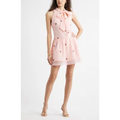 Chelsea28 Tie Neck Tiered Minidress In Pink