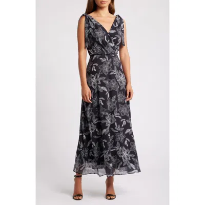 Chelsea28 Tie Shoulder Maxi Dress In Black- White