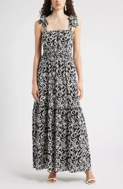Chelsea28 Tie Strap Floral Print Maxi Dress