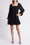 Chelsea28 Tiered Bell Cuff Square Neck Dress In Black