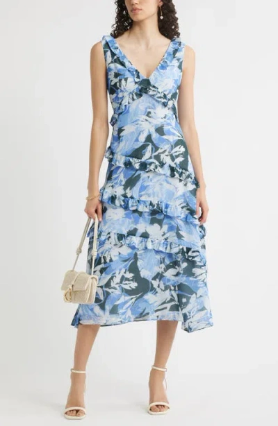Chelsea28 Tiered Ruffle Chiffon Midi Dress In Multi