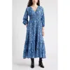Chelsea28 Tiered Ruffle Long Sleeve Maxi Dress In Blue