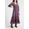 Chelsea28 Tiered Ruffle Long Sleeve Maxi Dress In Purple
