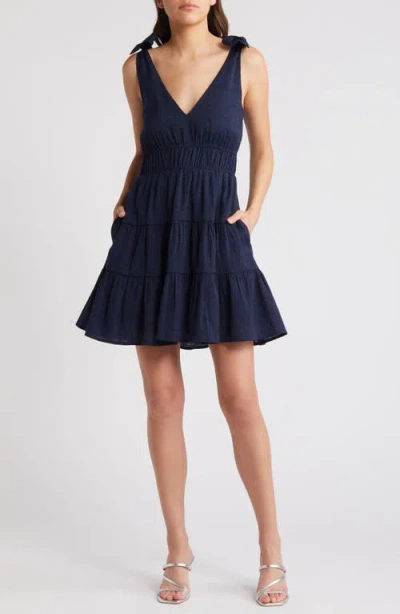 Chelsea28 Tiered Tie Strap Minidress In Blue