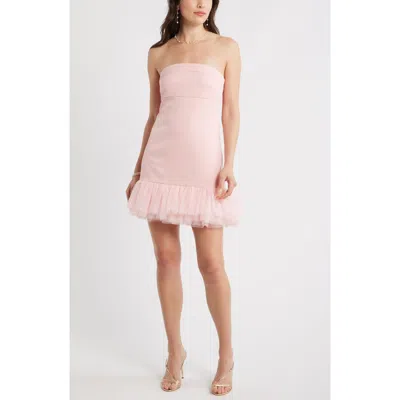 Chelsea28 Tulle Ruffle Strapless Minidress In Pink