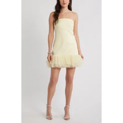 Chelsea28 Tulle Ruffle Strapless Minidress In Yellow