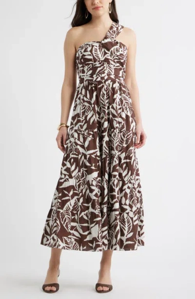 Chelsea28 Twist One-shoulder Maxi Dress In Brown