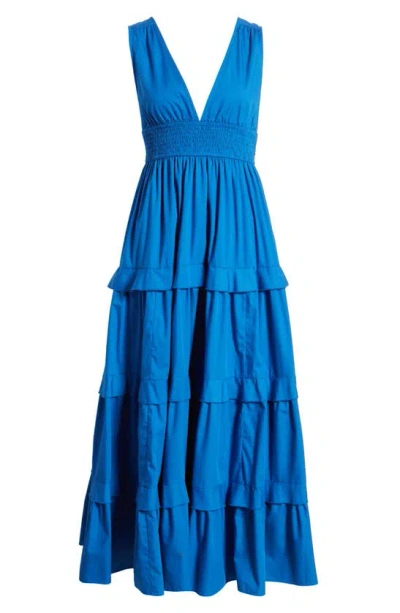 Chelsea28 V-neck Tiered Maxi Dress In Blue Marmara