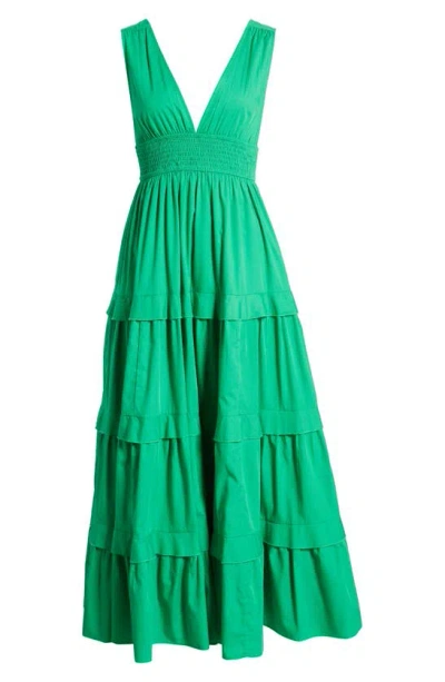 Chelsea28 V-neck Tiered Maxi Dress In Green Bright