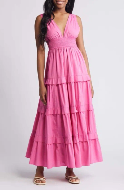 Chelsea28 V-neck Tiered Maxi Dress In Pink Wildflower