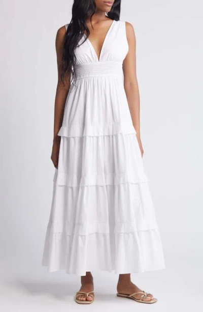 Chelsea28 V-neck Tiered Maxi Dress In White