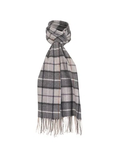 Chelsey Imports Plaid Fringed Scarf In Gray