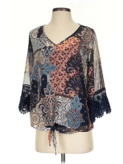 Pre-owned Chenault 3/4 Sleeve Blouse In Blue