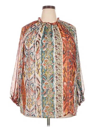 Pre-owned Chenault 3/4 Sleeve Blouse In Orange