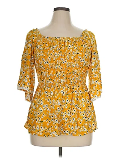 Pre-owned Chenault 3/4 Sleeve Blouse In Yellow