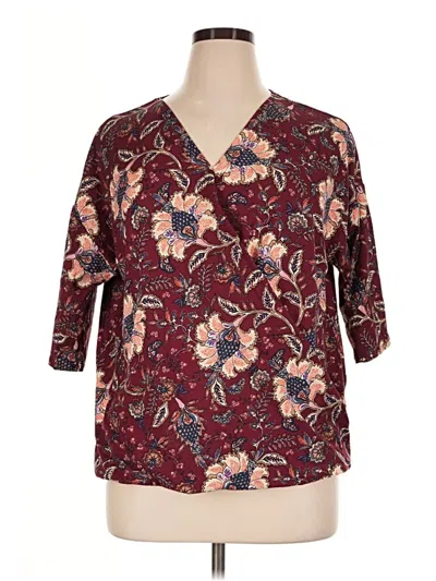 Pre-owned Chenault 3/4 Sleeve T-shirt In Burgundy