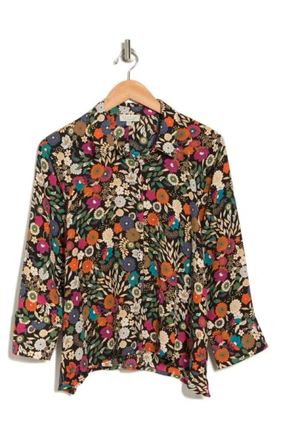 Chenault Floral Button-up Shirt In Black Multi