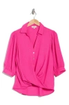 Chenault High-low Button-up Shirt In Bright Pink