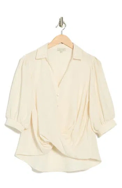 Chenault High-low Button-up Shirt In Ecru