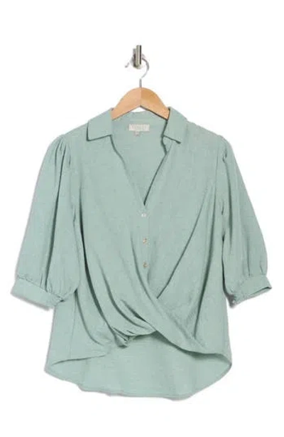 Chenault High-low Button-up Shirt In Sage