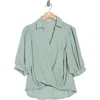 Chenault High-low Button-up Shirt In Green