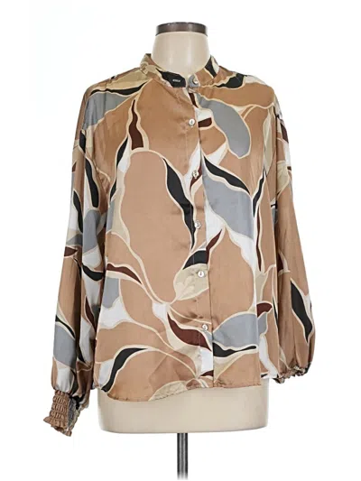 Pre-owned Chenault Long Sleeve Blouse In Brown