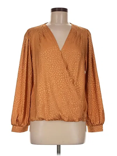 Pre-owned Chenault Long Sleeve Blouse In Brown