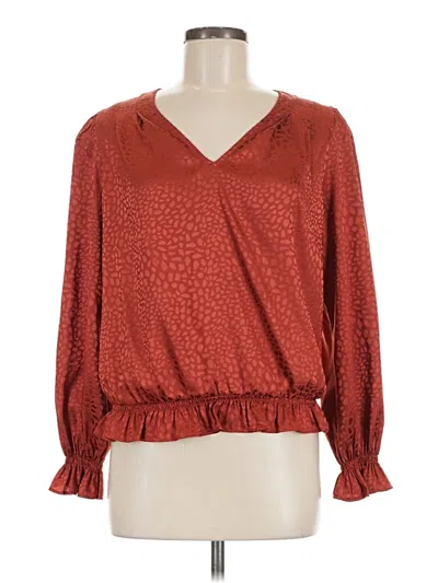 Pre-owned Chenault Long Sleeve Blouse In Red