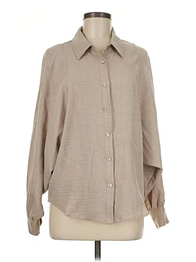 Pre-owned Chenault Long Sleeve Blouse In Tan