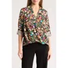 Chenault Long Sleeve Surplice V-neck Wrap Top In Multi