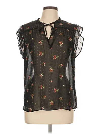 Pre-owned Chenault Short Sleeve Blouse In Black
