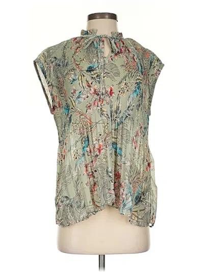 Pre-owned Chenault Short Sleeve Blouse In Green