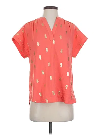 Pre-owned Chenault Short Sleeve Blouse In Orange