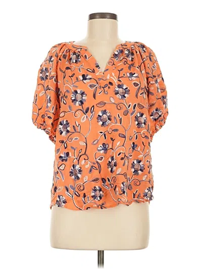 Pre-owned Chenault Short Sleeve Blouse In Orange