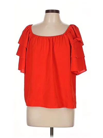 Pre-owned Chenault Short Sleeve Blouse In Red