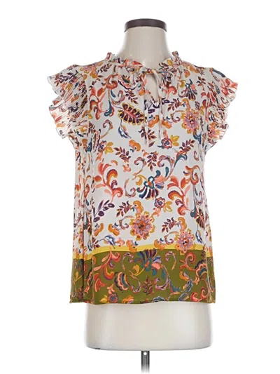 Pre-owned Chenault Short Sleeve Blouse In White