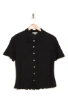Chenault Short Sleeve Knit Button-up Shirt In Black
