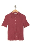 Chenault Short Sleeve Knit Button-up Shirt In Rosewood