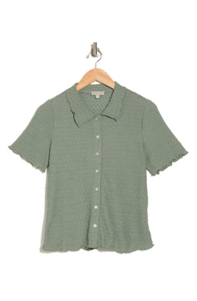 Chenault Short Sleeve Knit Button-up Shirt In Sage