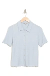 Chenault Short Sleeve Knit Button-up Shirt In Vintage Blue