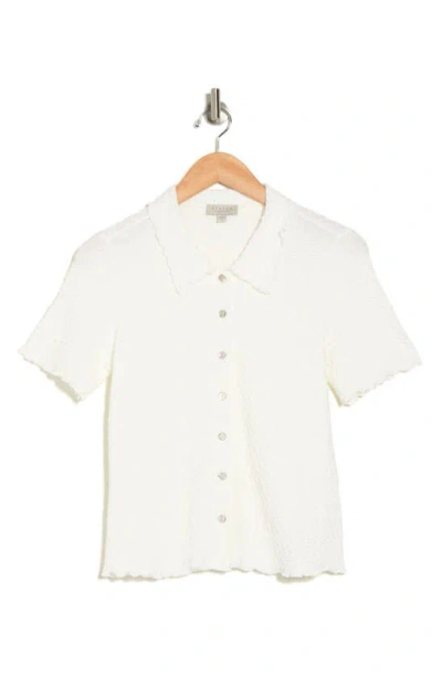 Chenault Short Sleeve Knit Button-up Shirt In White