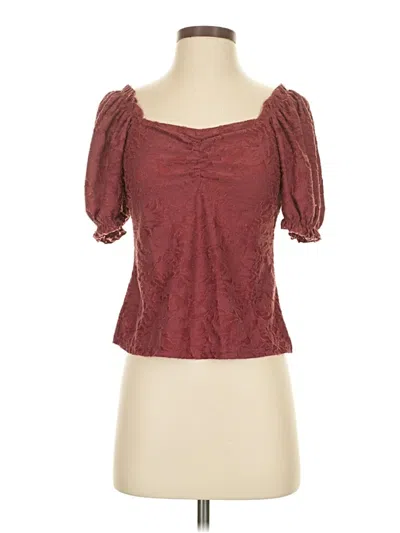 Pre-owned Chenault Short Sleeve Top Burgundy Sweetheart Neckline Tops